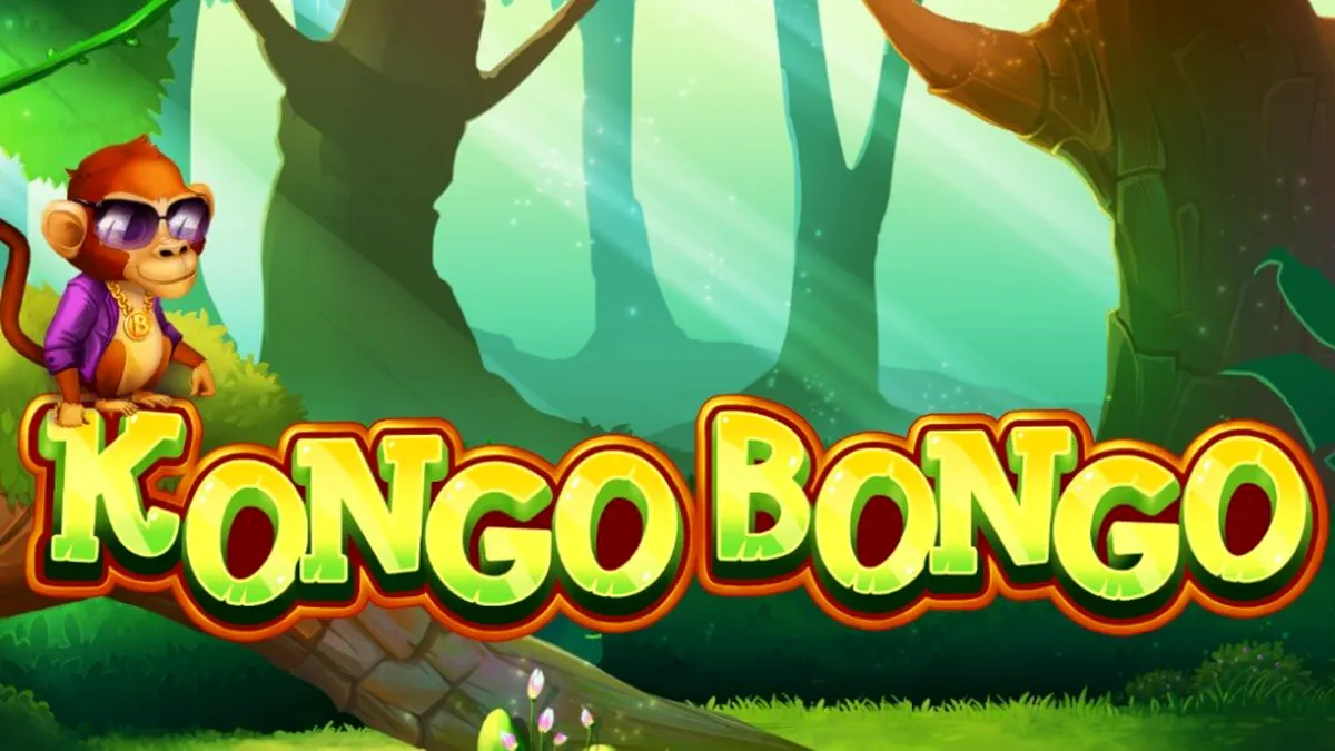 Cenário vibrante da selva com elementos do slot Kongo Bongo