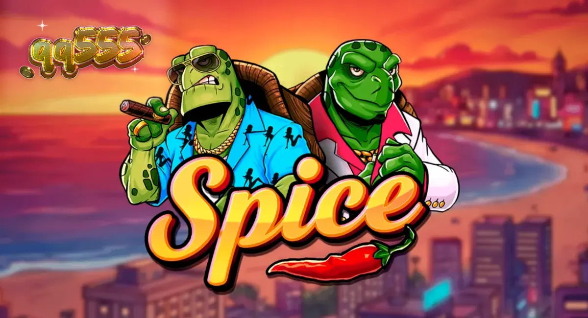 Interface vibrante do slot Spice com temática de tartarugas e estética neon